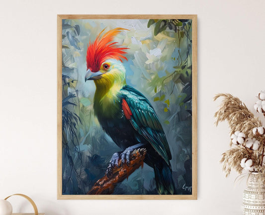 Affiche Turaco à Crête Rouge – Art Coloré pour Amateurs d'Oiseaux