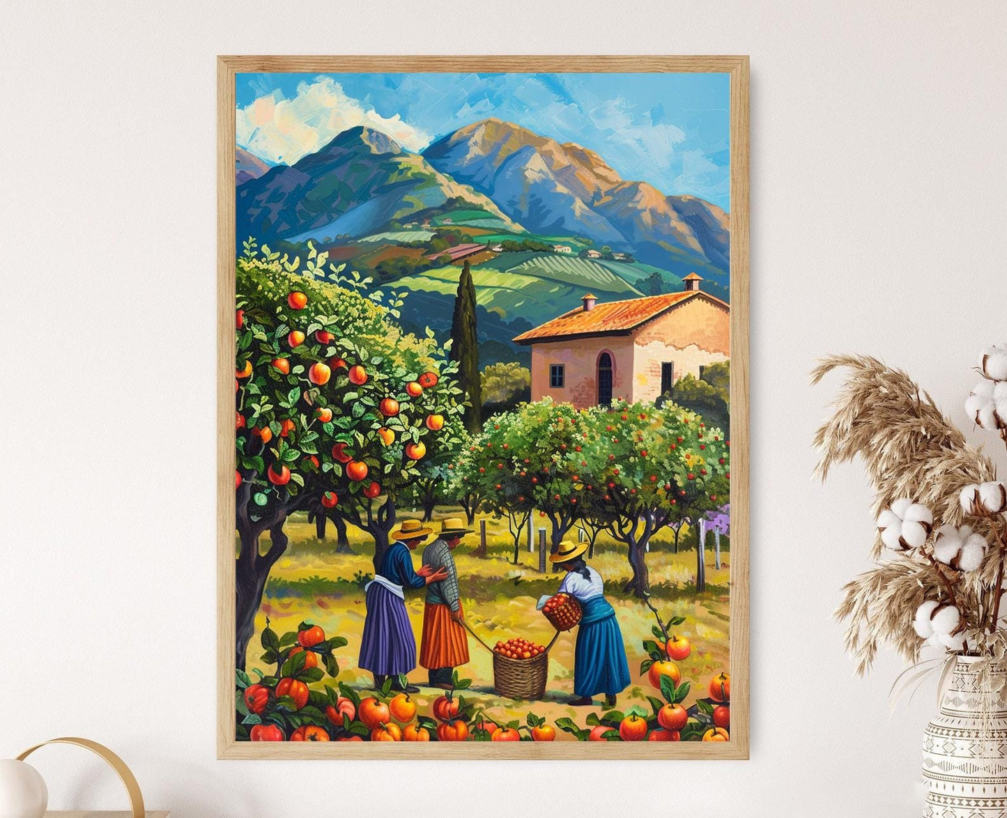 Affiche Verger Argentin – Peintures de récolte de pommes en montagne