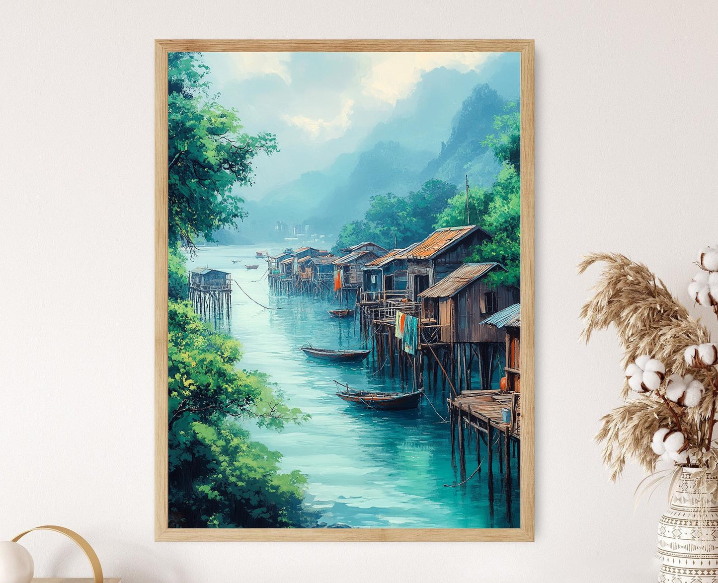 Affiche Village de Pêche Guangdong – Poster Décor de Maison sur Pilotis