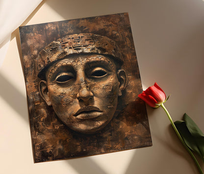 Affiche Étrusque – Poster Masque Funéraire Ancien d'Italie