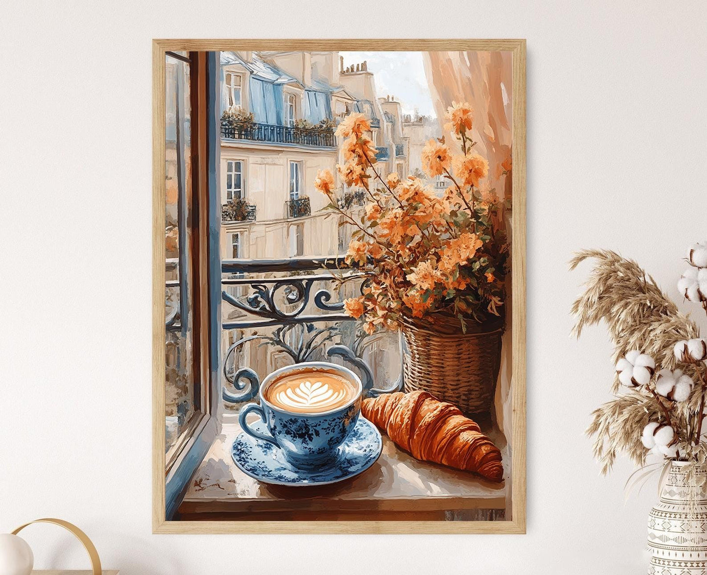 Affiche Café au Lait Vintage – Poster en Porcelaine et Croissant