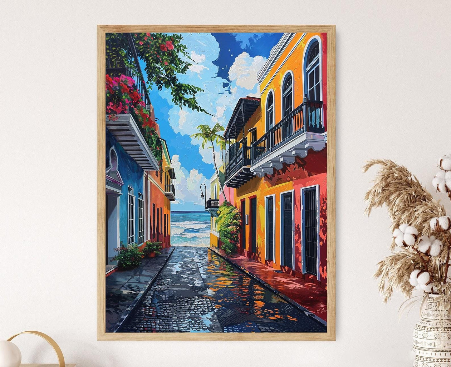 Affiche Vieille San Juan – Poster Scène Colorée de Porto Rico