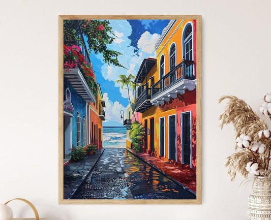 Affiche Vieille San Juan – Poster Scène Colorée de Porto Rico