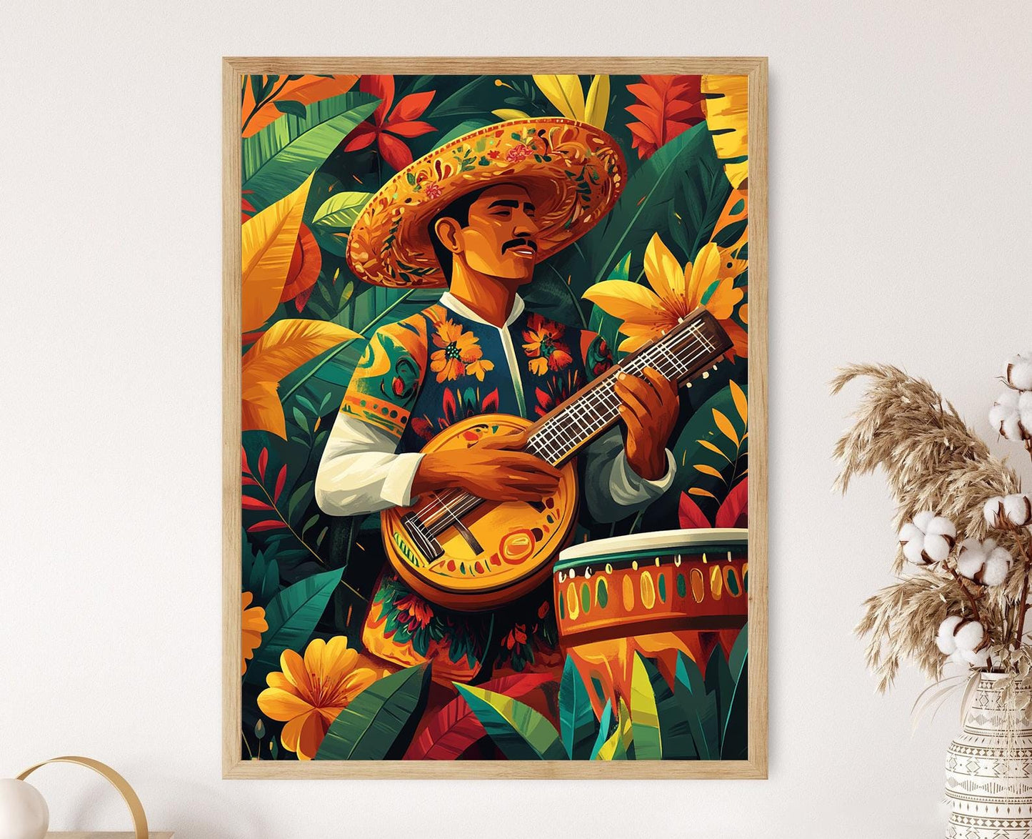Affiche d'art de percussionniste cumbia salvadorien – Poster de musique traditionnelle