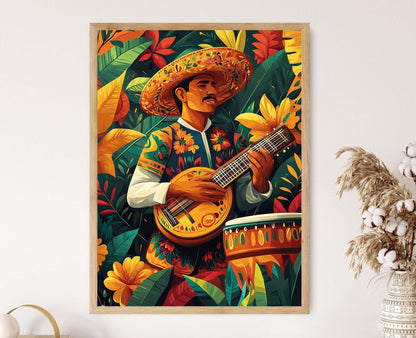 Affiche d'art de percussionniste cumbia salvadorien – Poster de musique traditionnelle