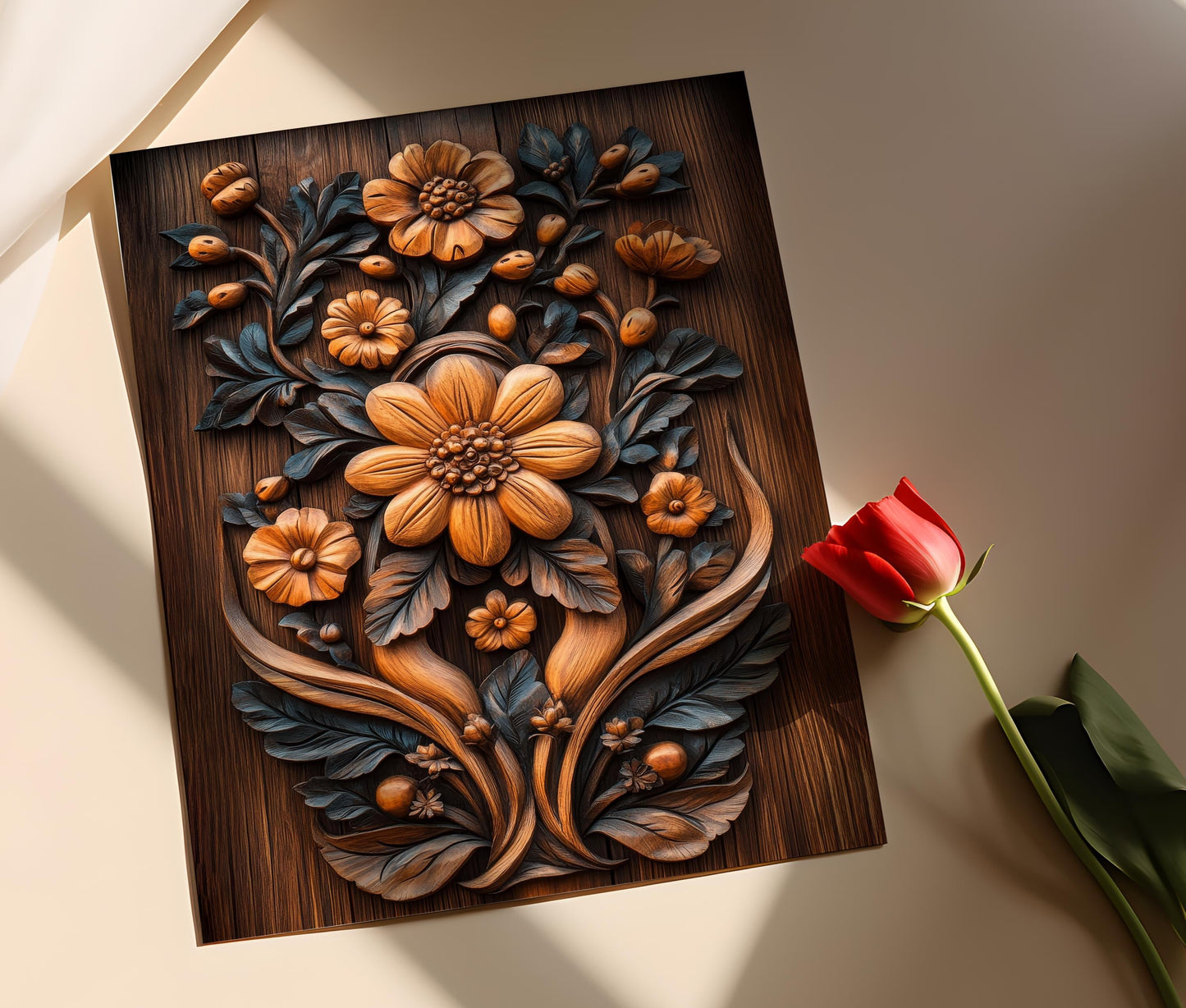 Affiche Maramureș – Poster Art populaire roumaine en bois sculpté