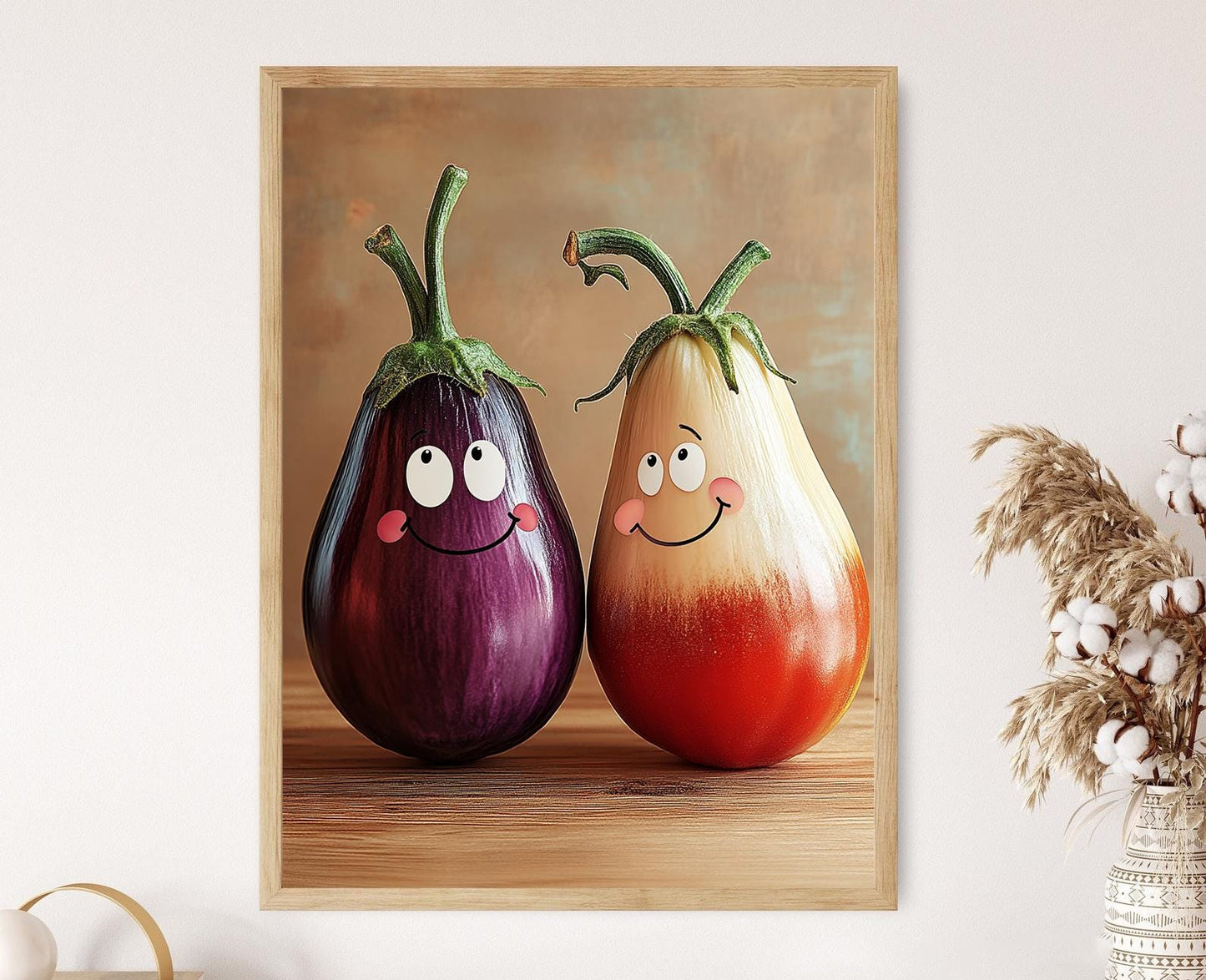 Affiche Légumes Amusants – Poster Art Écossais d'Aubergine et Tomate