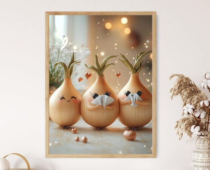 Affiche Oignons Qui Pleurent – Poster Art Végétale Drôle et Mignonne