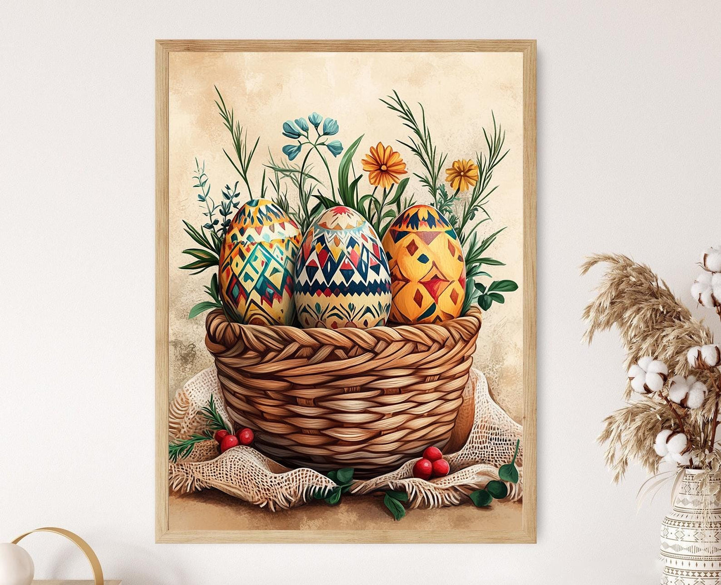 Affiche Wycinanki – Illustration d'œufs décoratifs traditionnels