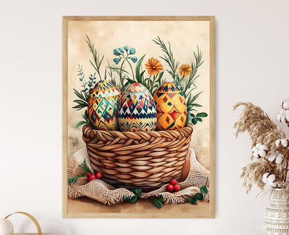 Affiche Wycinanki – Illustration d'œufs décoratifs traditionnels