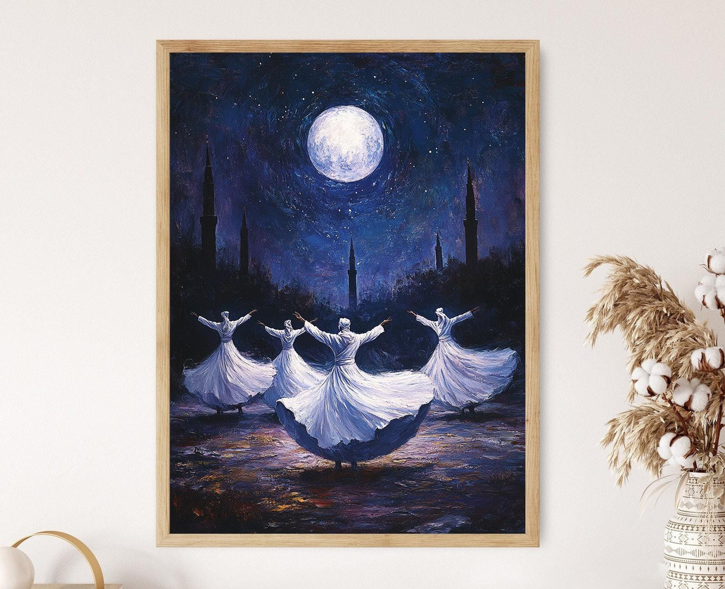 Affiche Derviches Tourneurs – Art Mystique de Danse Soufie au Clair de Lune