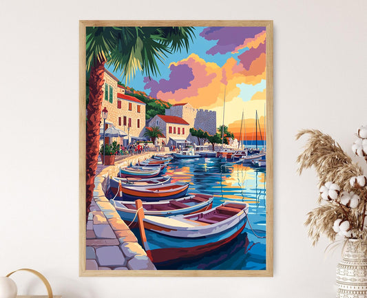 Affiche Côte croate – Illustration colorée du port de Split