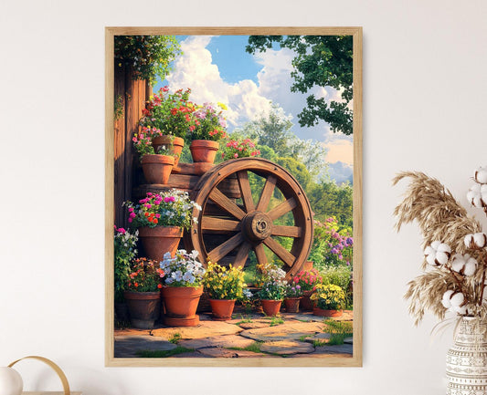Affiche Décor Fermier Argentin – Imprimé en Bois et Fleurs