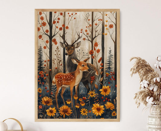 Affiche Scandinave – Imprimé d'art nordique captivant avec cerf