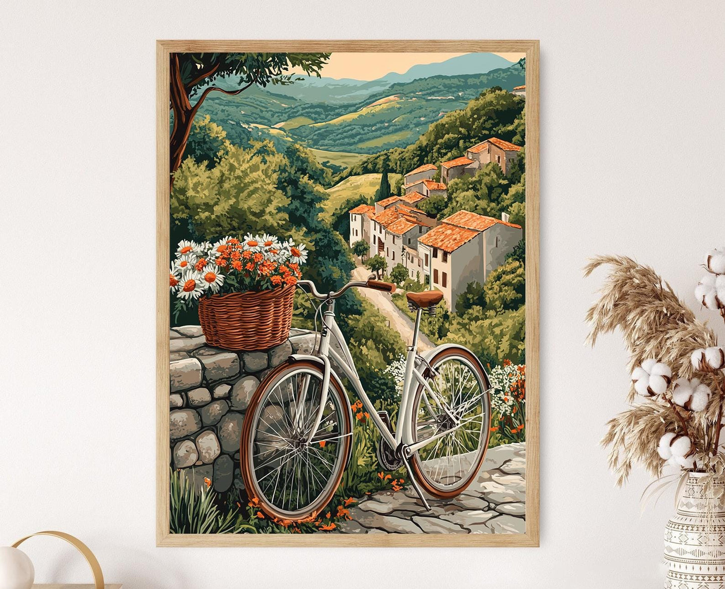 Affiche Vintage Vélo et Fleurs – Poster Scène de Ferme Argentin