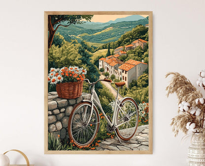 Affiche Vintage Vélo et Fleurs – Poster Scène de Ferme Argentin