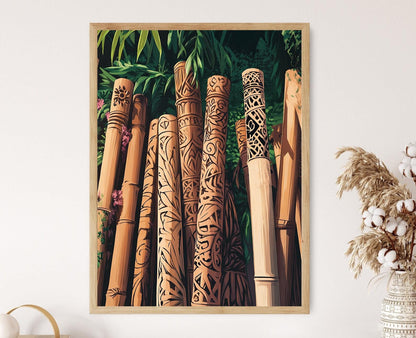 Affiche Art de Sculpture en Bambou – Poster Artisanat Filippin Traditionnel