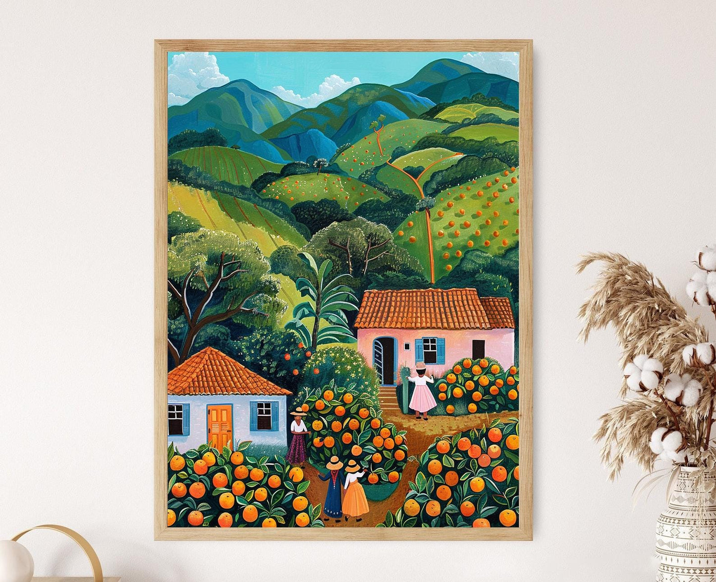 Affiche de verger d'oranges uruguayen – Paysage de récolte aux oranges