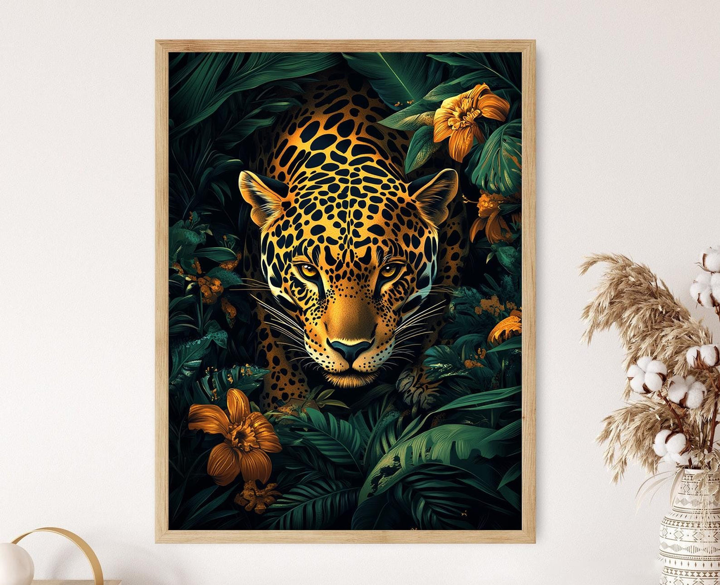 Affiche Jaguar Brésilien – Illustration Tribal et Art de la Forêt Tropicale