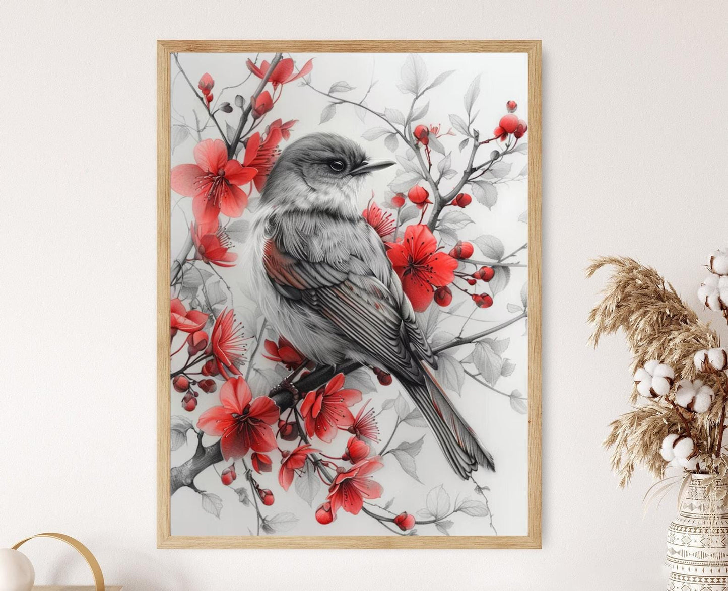 Affiche Oiseau Rossignol – Illustration Artistique et Détaillée