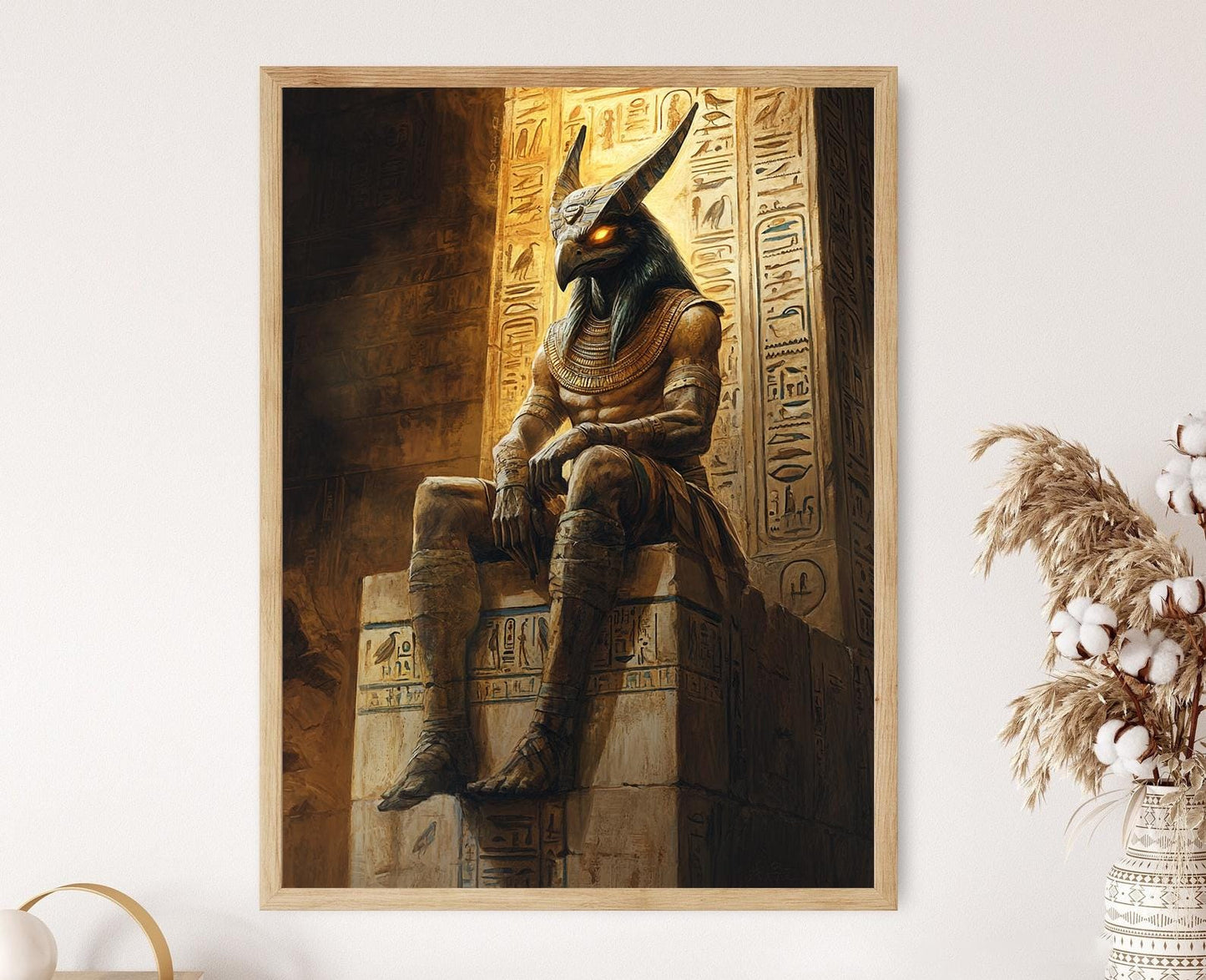 Affiche Horus – Poster Dieu Faucon et Temple Ancien