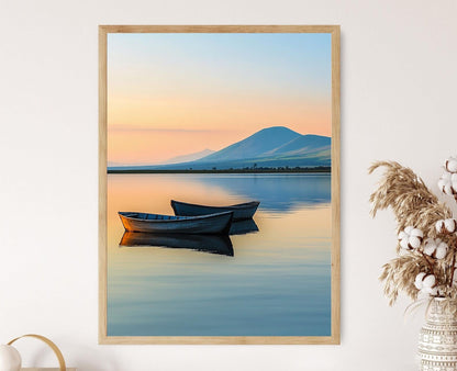 Affiche Lac Albert – Impression artistique des vastes eaux et collines roulantes