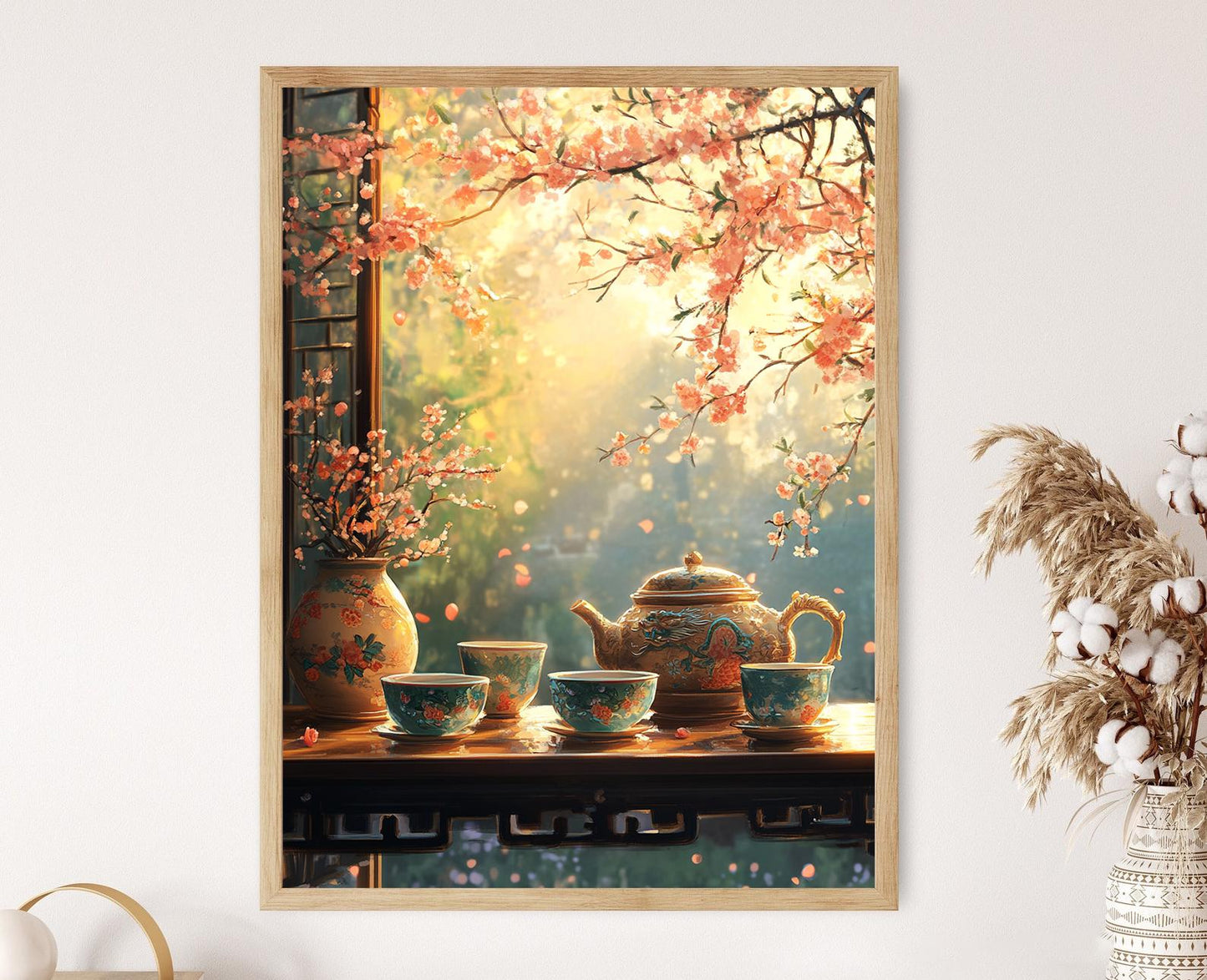 Affiche Cérémonie du Thé Chinois – Poster Illustration de Tasse Dragon