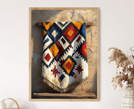 Affiche Textile Ndebele - Poster Art Vif et Coloré d'Afrique du Sud