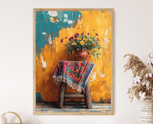 Affiche Art en Textile Wax Sénégalais – Design Éclatant et Coloré