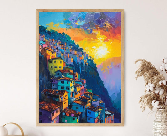 Affiche Aube Magique – Poster Scène Authentique de Favela Brésilienne