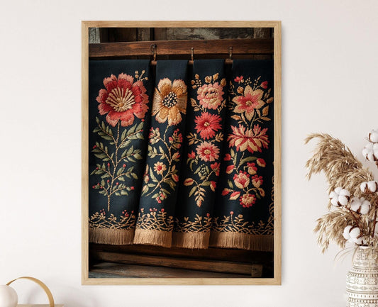 Affiche Art Textile Lituanien – Poster Décor Floral Folk