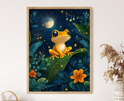 Affiche Grenouille Coquí – Poster Illustration de la Nature Nocturne Portoricaine