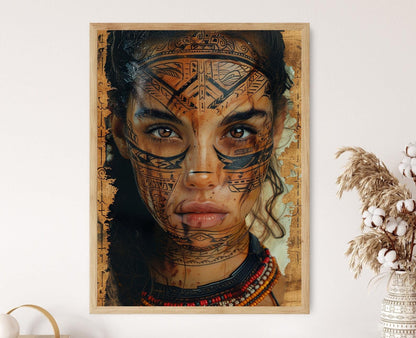 Affiche Moko Maori – Poster Art Tatouage Intricate et Culturel