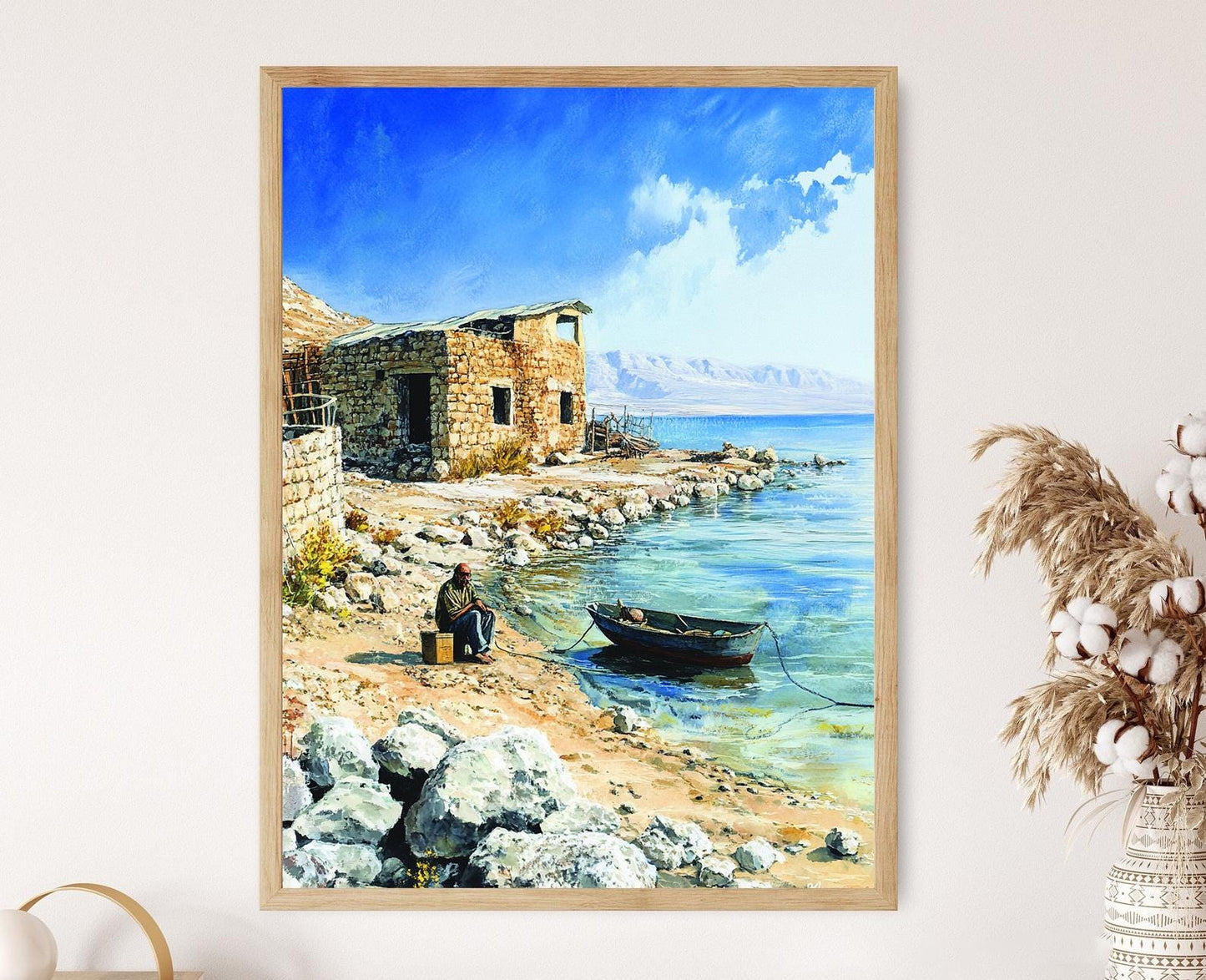 Affiche Mer Morte – Impression d'art, Côte palestinienne, Paysage doré