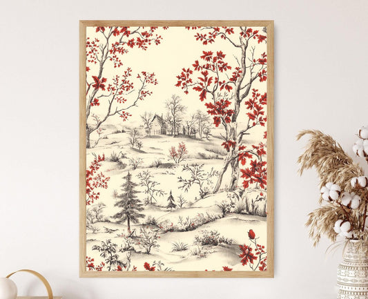 Affiche Toile de Jouy – Poster Floral Vintage pour Déco Murale