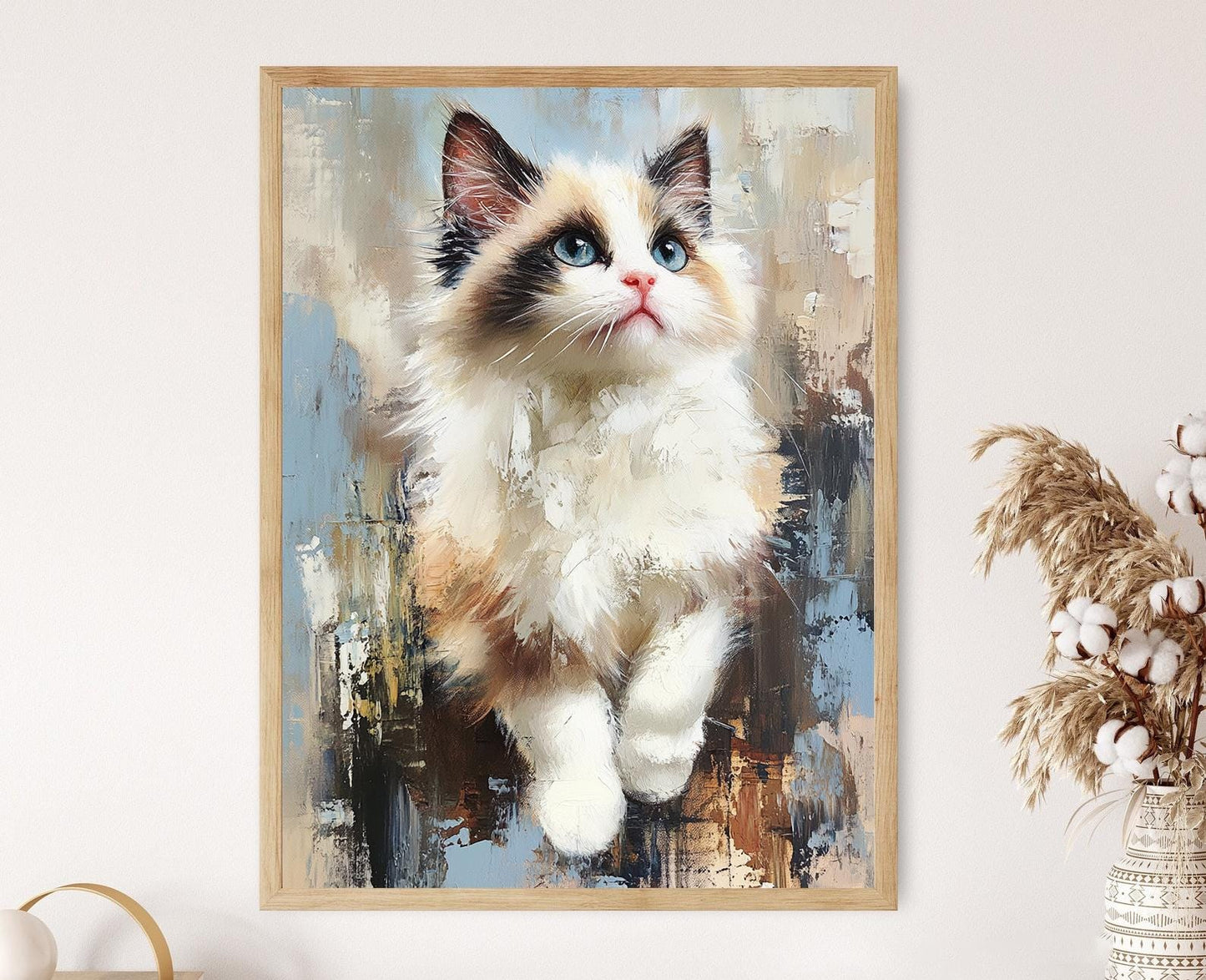 Affiche Chat Ragdoll – Portrait Élegant aux Couleurs Vives