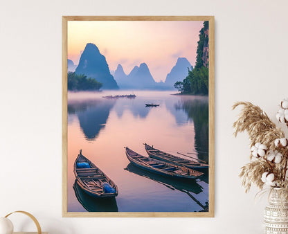 Affiche Montagnes Karstiques de Guilin – Poster Paysage Li River