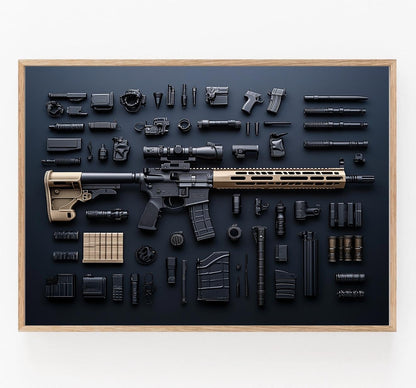 Affiche M16 - Illustration Militaire, Art Tactique pour Passionnés