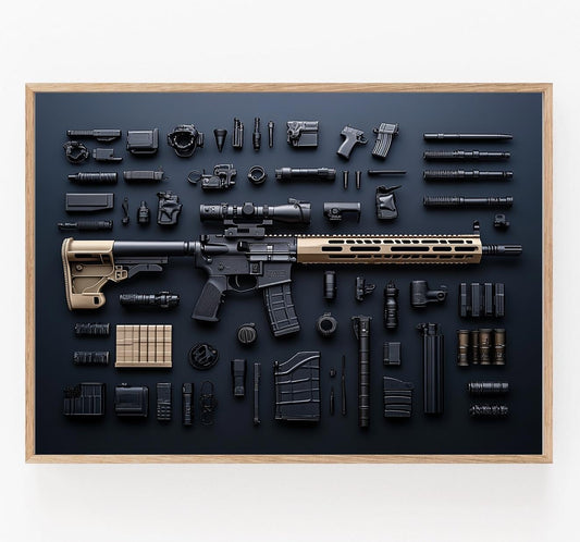 Affiche M16 - Illustration Militaire, Art Tactique pour Passionnés