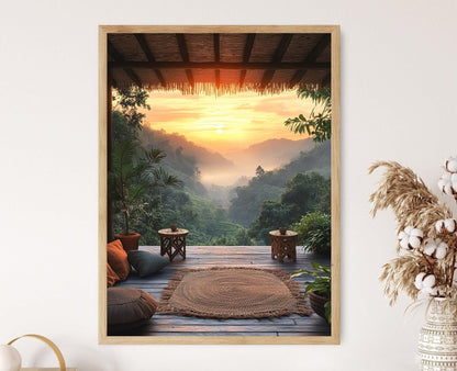 Affiche Jardin de Thé de Sylhet – Poster Scène de Patio Bangladais