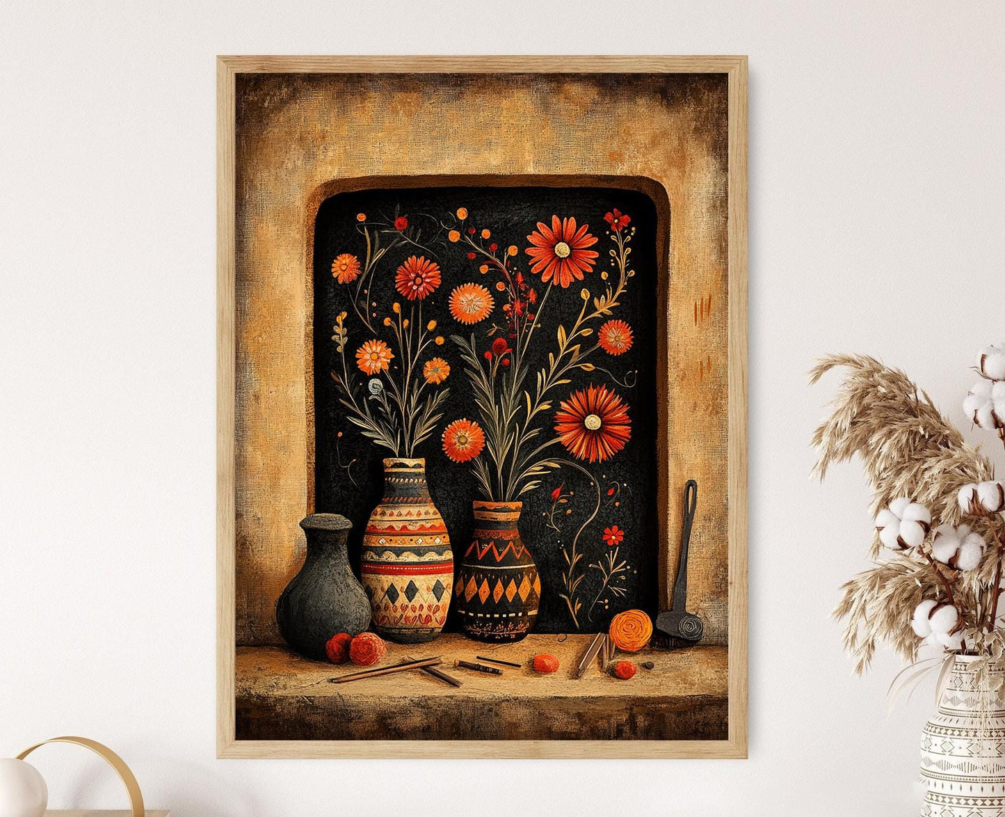 Affiche Art de Shantiniketan – Poster Tapisserie Kantha Stitch