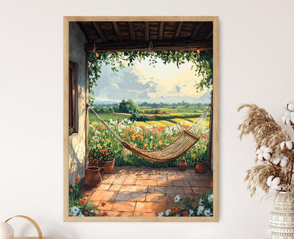 Affiche Terrasse Jessore – Poster Art Jute Hammock Bangladesh