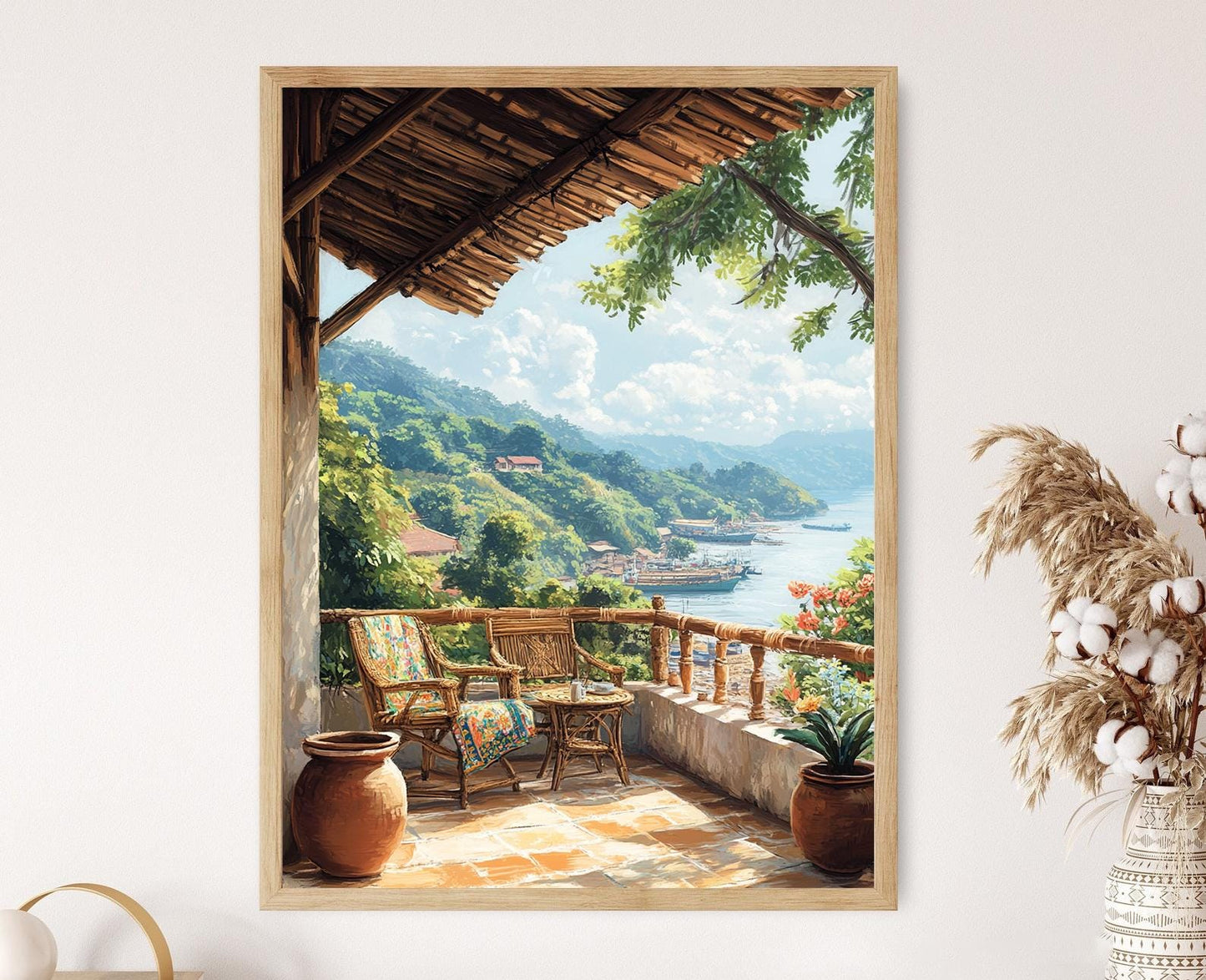 Affiche Chittagong – Art mural Jamdani et mobilier en bambou