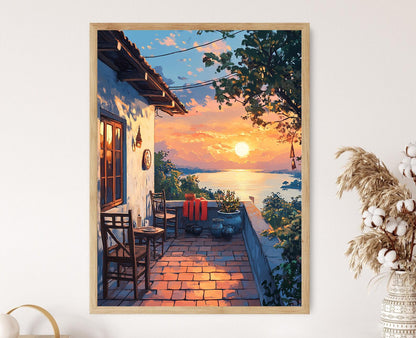 Affiche Rajshahi – Poster Art de Patio en Soie et Poterie