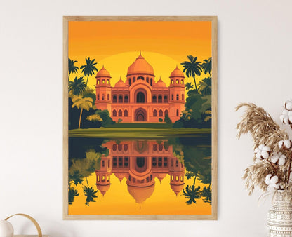 Affiche Ahsan Manzil – Imprimé Art du Palais Rose à Dhaka