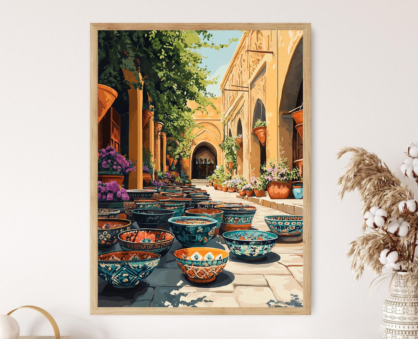 Affiche de bols en céramique iranienne – Poster motifs géométriques traditionnels