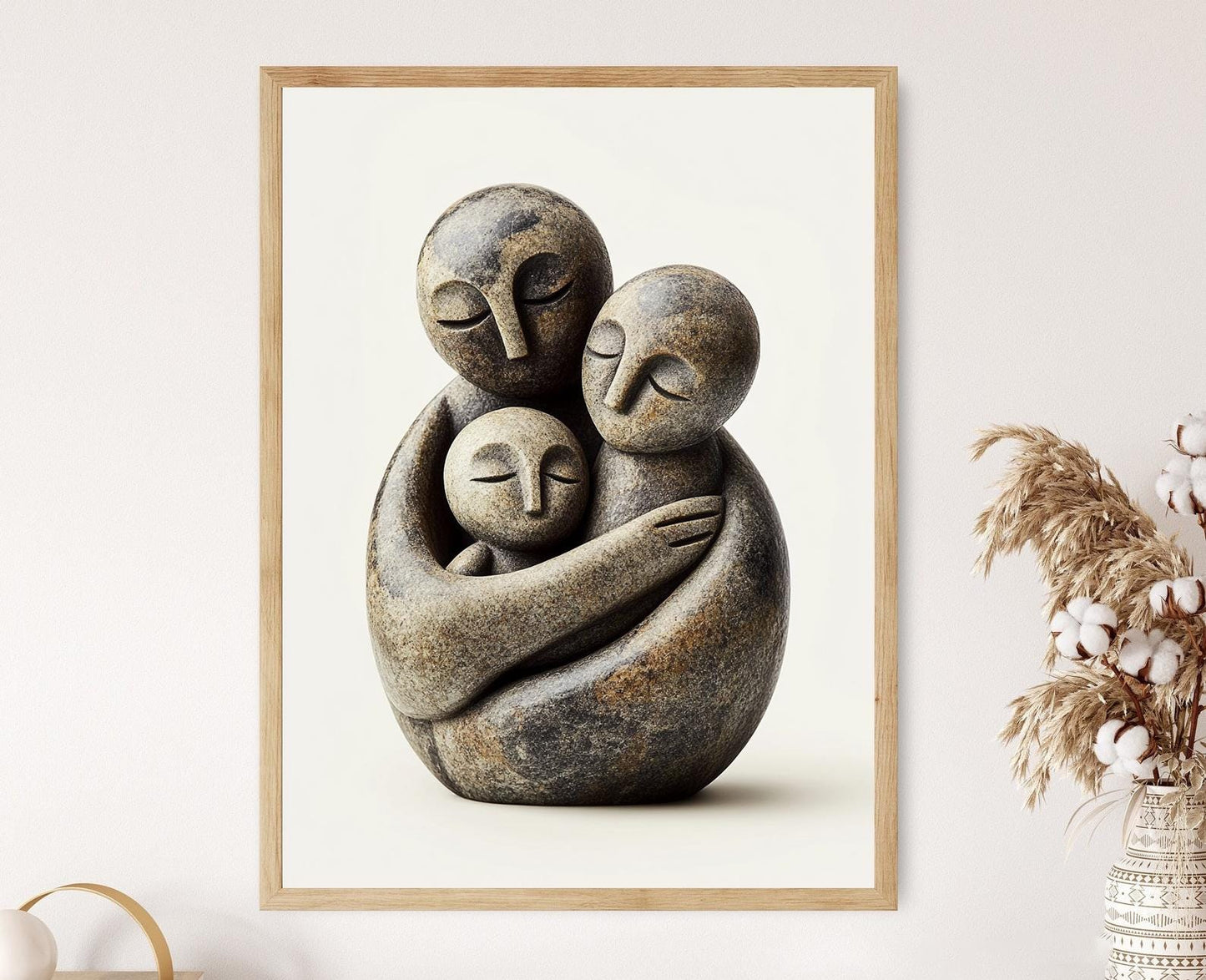 Affiche Sculpture Shona – Poster Art en Pierre Familiale du Zimbabwe