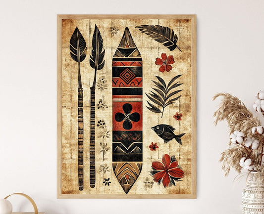 Affiche Ngatu Tongien – Poster Art en Écorce Traditionnelle