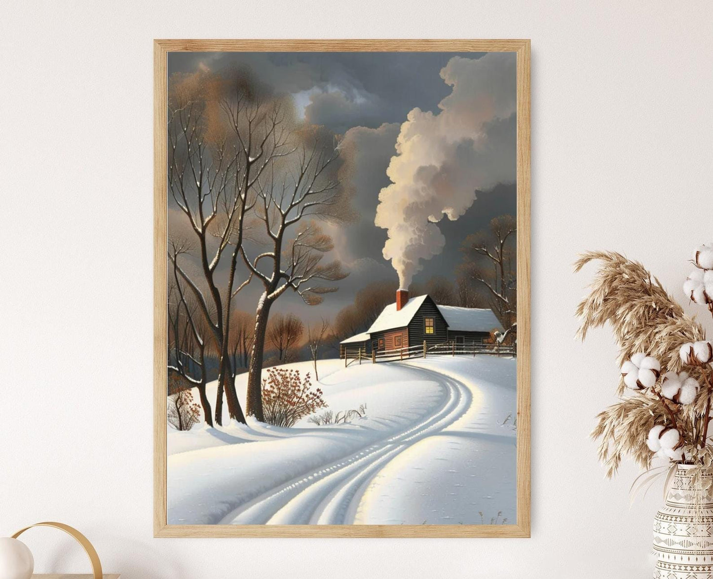 Affiche Hivernale Inspirée de Grant Wood – Poster Art Print Paysage