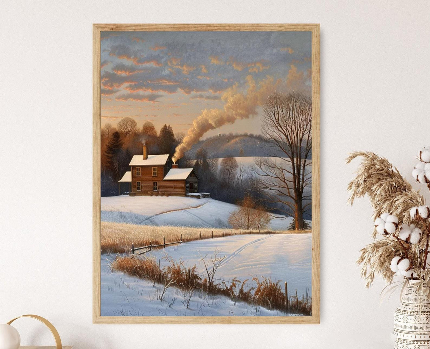 Affiche Hiver Enchanté – Impression Paysage Inspirée de Grant Wood
